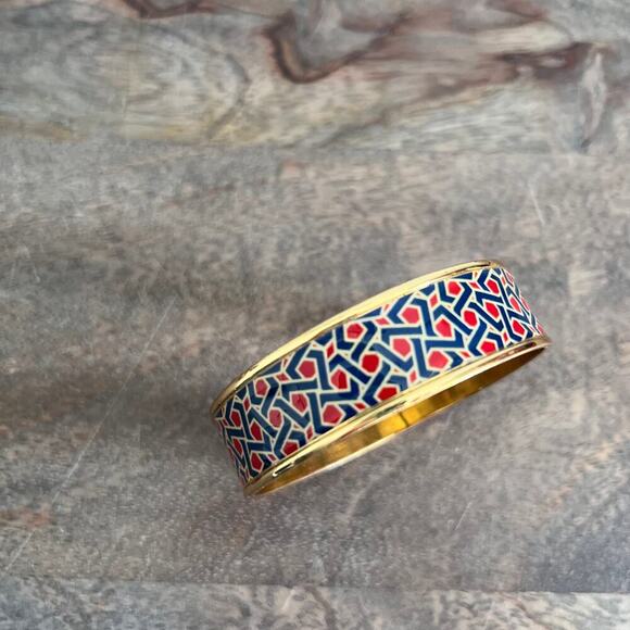 R.J. Graziano Geometric Red and Blue Enamel Gold Tone Bangle - Picture 8 of 8